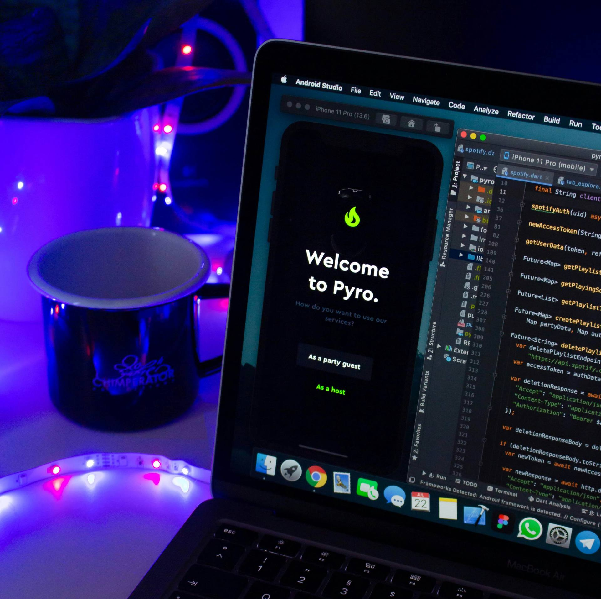 Developer coding on laptop