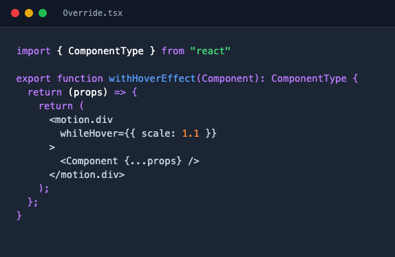 extending framer with react