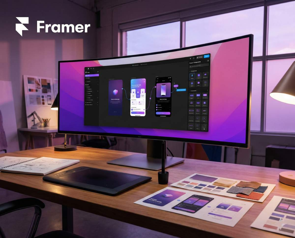 Framer design and development services - interactive design workspace