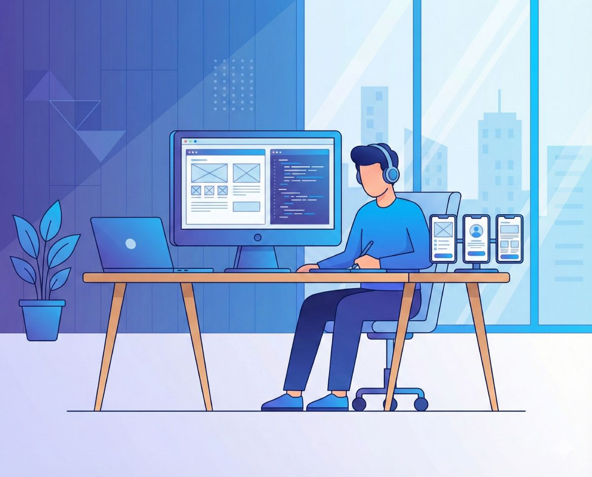 Professional web development and software engineering services illustration