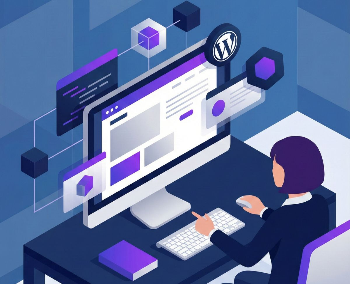 Custom WordPress website development and design workspace