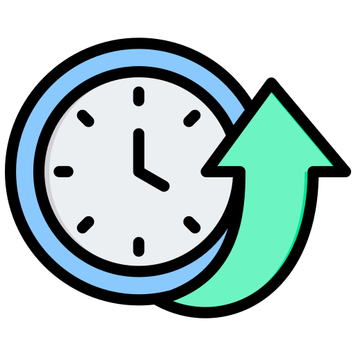 Clock with rising arrow
